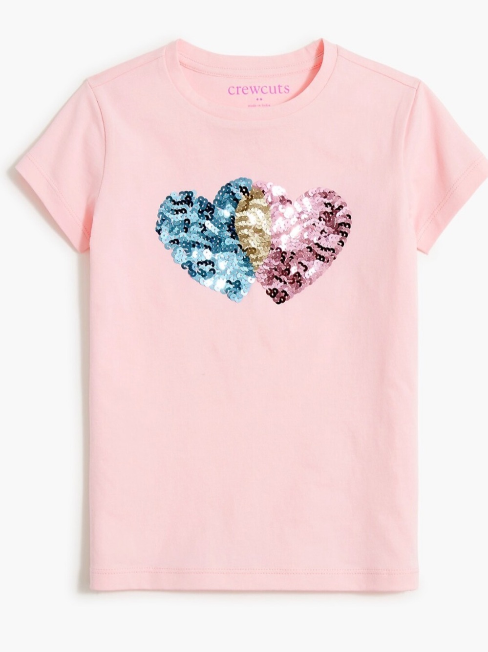 J. Crew Girls' Sequin Hearts graphic tee L Pink